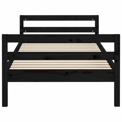 vidaXL Bed Frame without Mattress Black 75x190 cm Small Single Solid Wood Pine 5