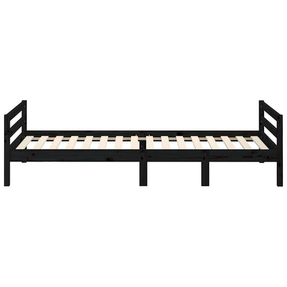 vidaXL Bed Frame without Mattress Black 75x190 cm Small Single Solid Wood Pine 6