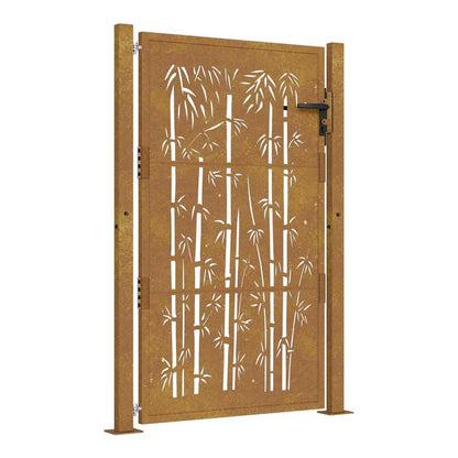 Garden Gate Corten Steel Bamboo Design 100 x 125 cm
