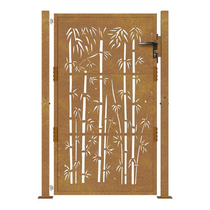 Garden Gate Corten Steel Bamboo Design 100 x 125 cm