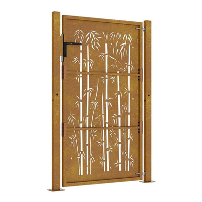 Garden Gate Corten Steel Bamboo Design 100 x 125 cm