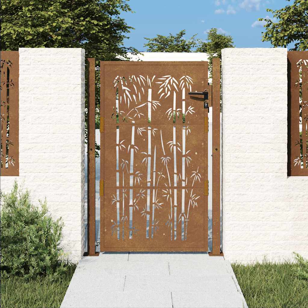 Garden Gate Corten Steel Bamboo Design 100 x 125 cm