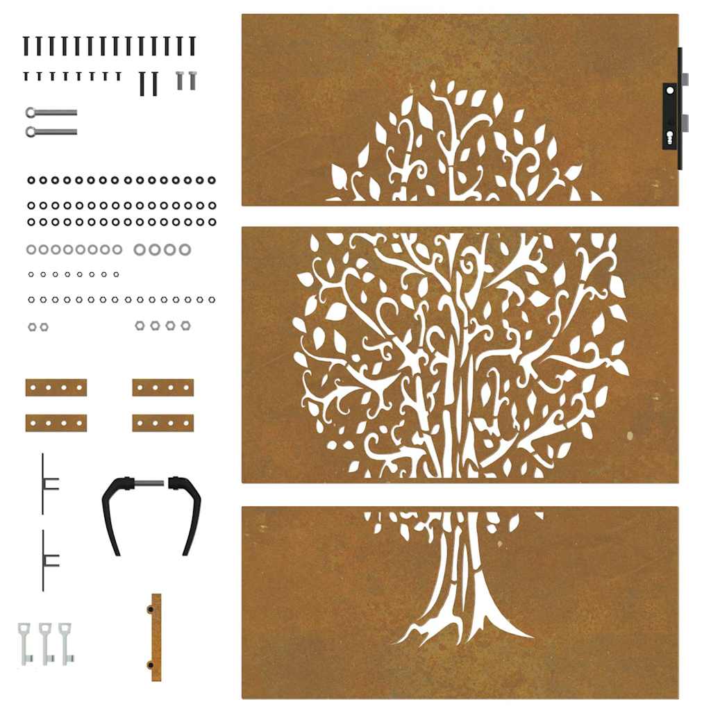 Garden Gate Corten Steel Tree Design 85 x 150 cm