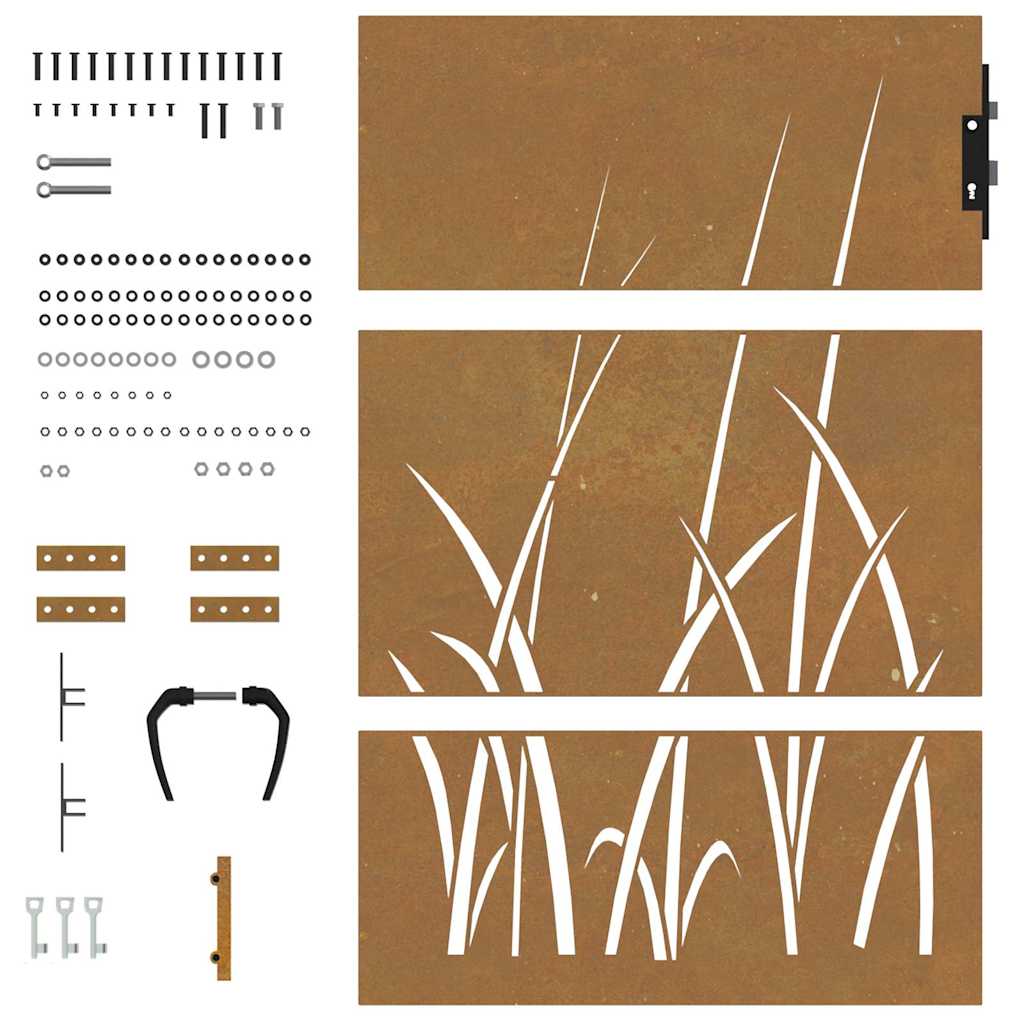 Garden Gate Corten Steel Grass Design 85 x 125 cm
