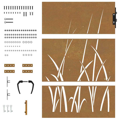 Garden Gate Corten Steel Grass Design 85 x 125 cm