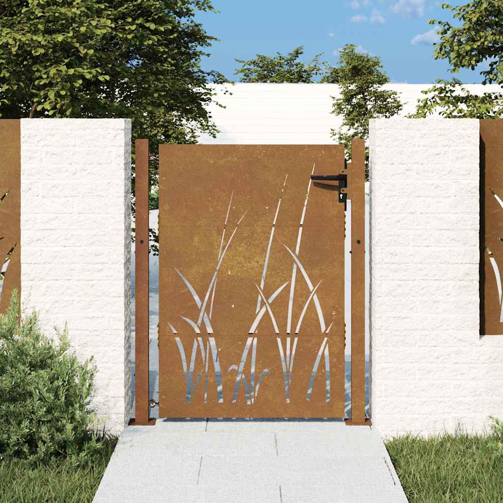 Garden Gate Corten Steel Grass Design Rusty 100 x 150 cm