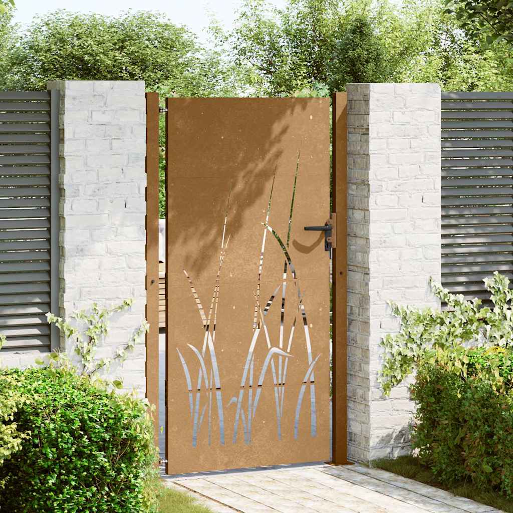 Garden Gate Corten Steel Grass Design Rusty 100 x 175 cm