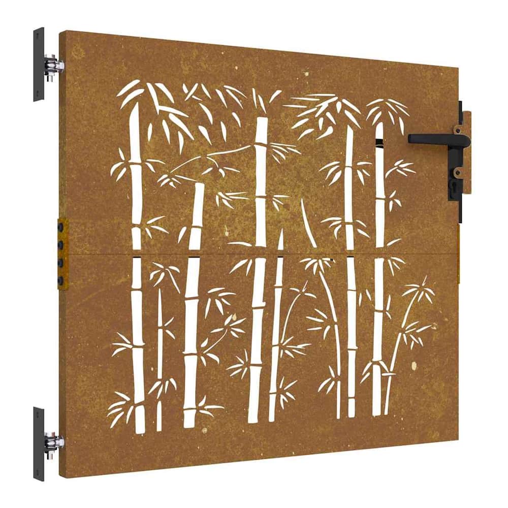 Garden Gate Corten Steel Bamboo Design Rusty 85 x 75 cm