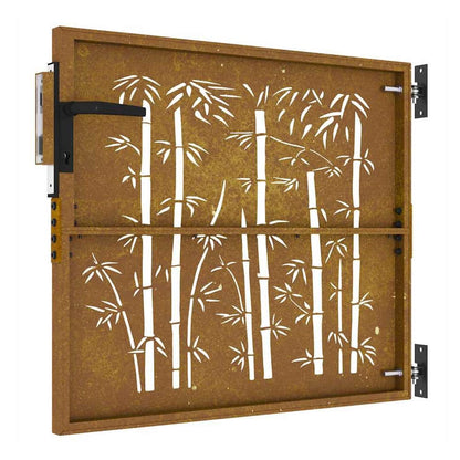 Garden Gate Corten Steel Bamboo Design Rusty 85 x 75 cm
