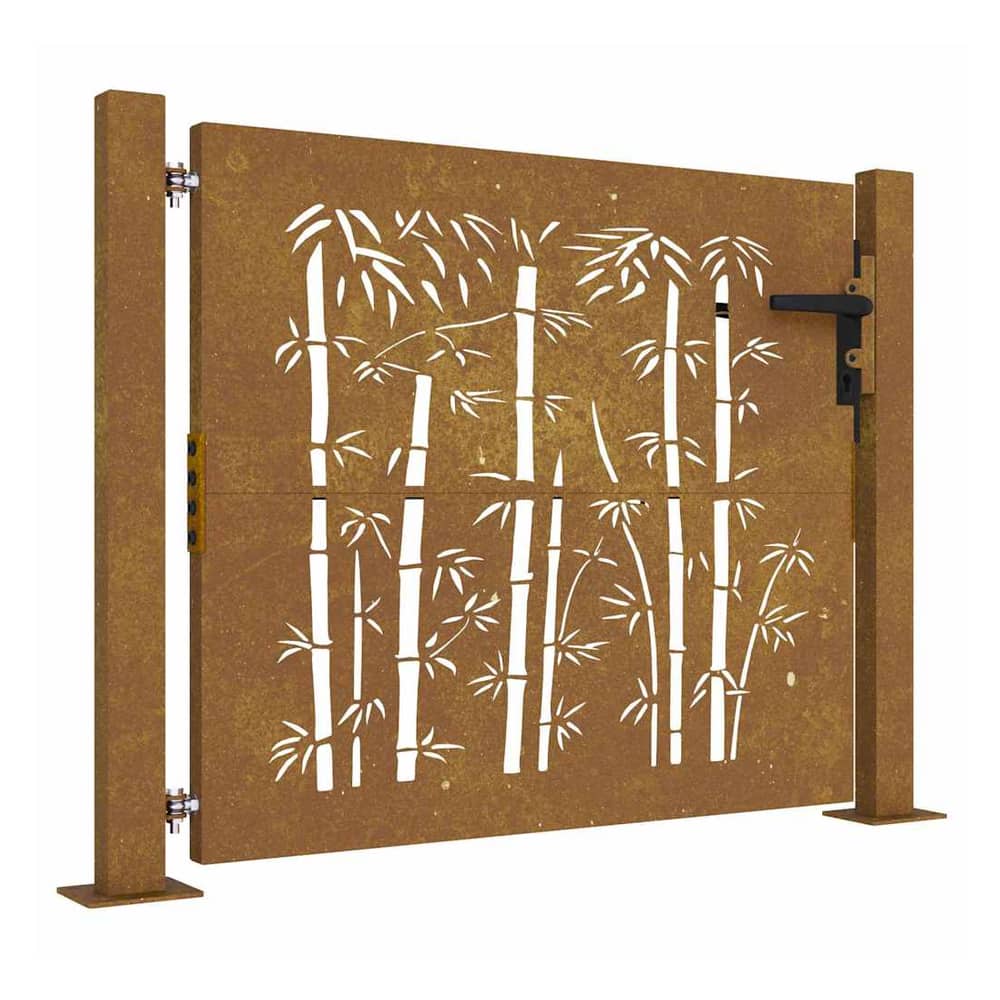 Garden Gate Corten Steel Bamboo Design Rusty 100 x 75 cm
