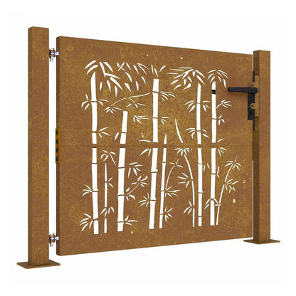 Garden Gate Corten Steel Bamboo Design Rusty 100 x 75 cm