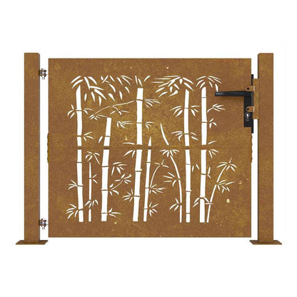 Garden Gate Corten Steel Bamboo Design Rusty 100 x 75 cm