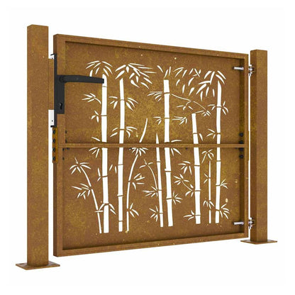 Garden Gate Corten Steel Bamboo Design Rusty 100 x 75 cm