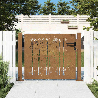 Garden Gate Corten Steel Bamboo Design Rusty