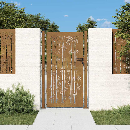 Garden Gate Corten Steel Bamboo Design Rusty 100 x 200 cm