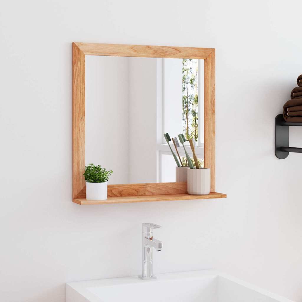 vidaXL Wall Mirror 55x55 cm Solid Wood Walnut 1