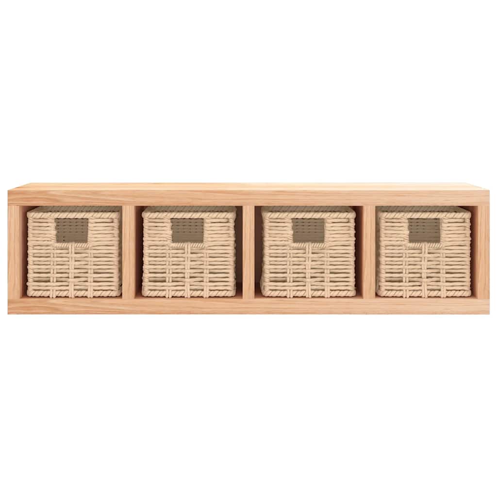 vidaXL Wall Shelf with Baskets 62x18x16 cm Solid Wood Walnut 3