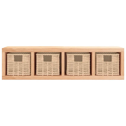 vidaXL Wall Shelf with Baskets 62x18x16 cm Solid Wood Walnut 3