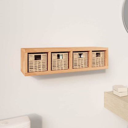 vidaXL Wall Shelf with Baskets 62x18x16 cm Solid Wood Walnut 1