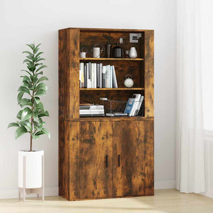 vidaXL Wall Cabinet Smoked Oak 80x33x80 cm Engineered Wood 6