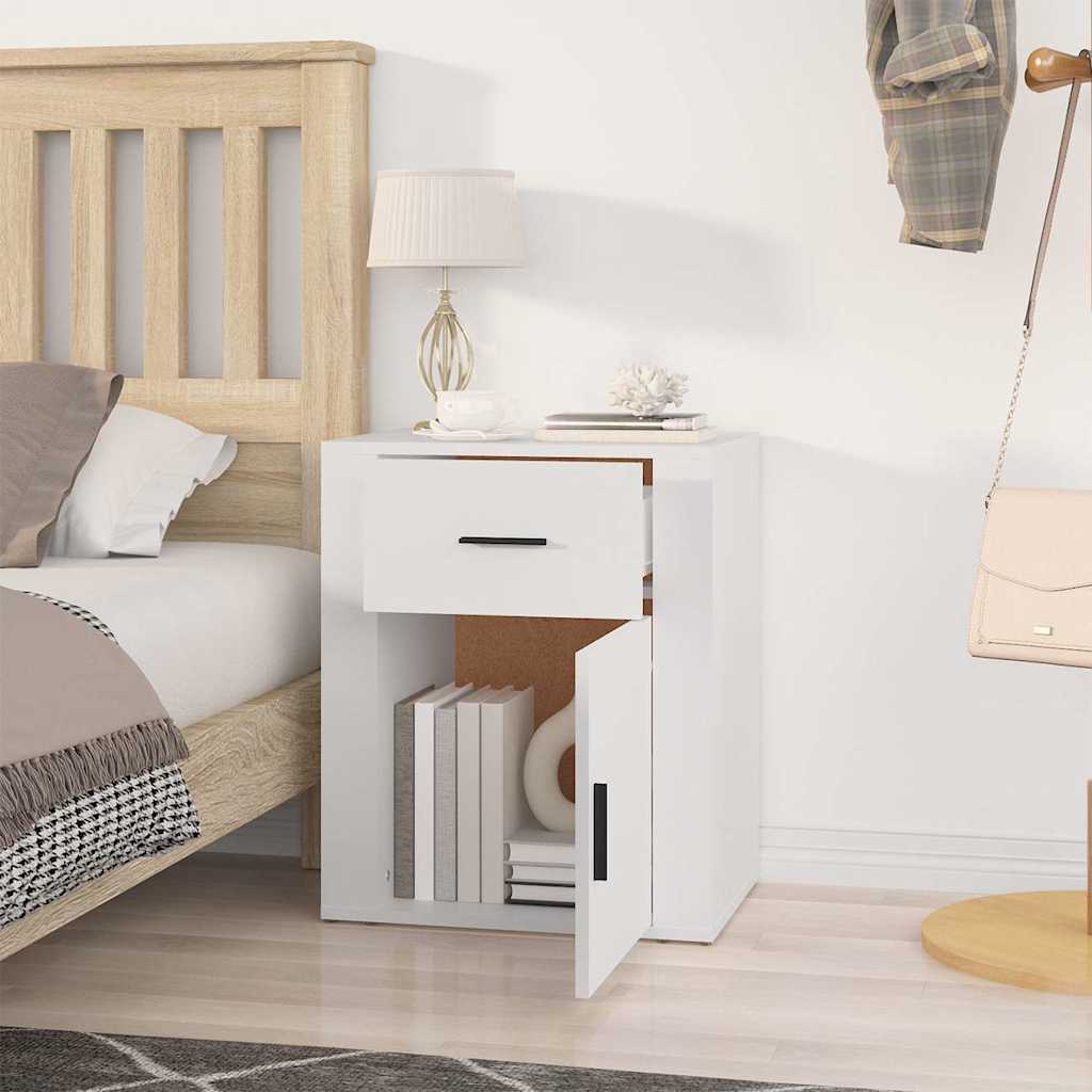 vidaXL Bedside Cabinet White 50x36x60 cm Engineered Wood 3