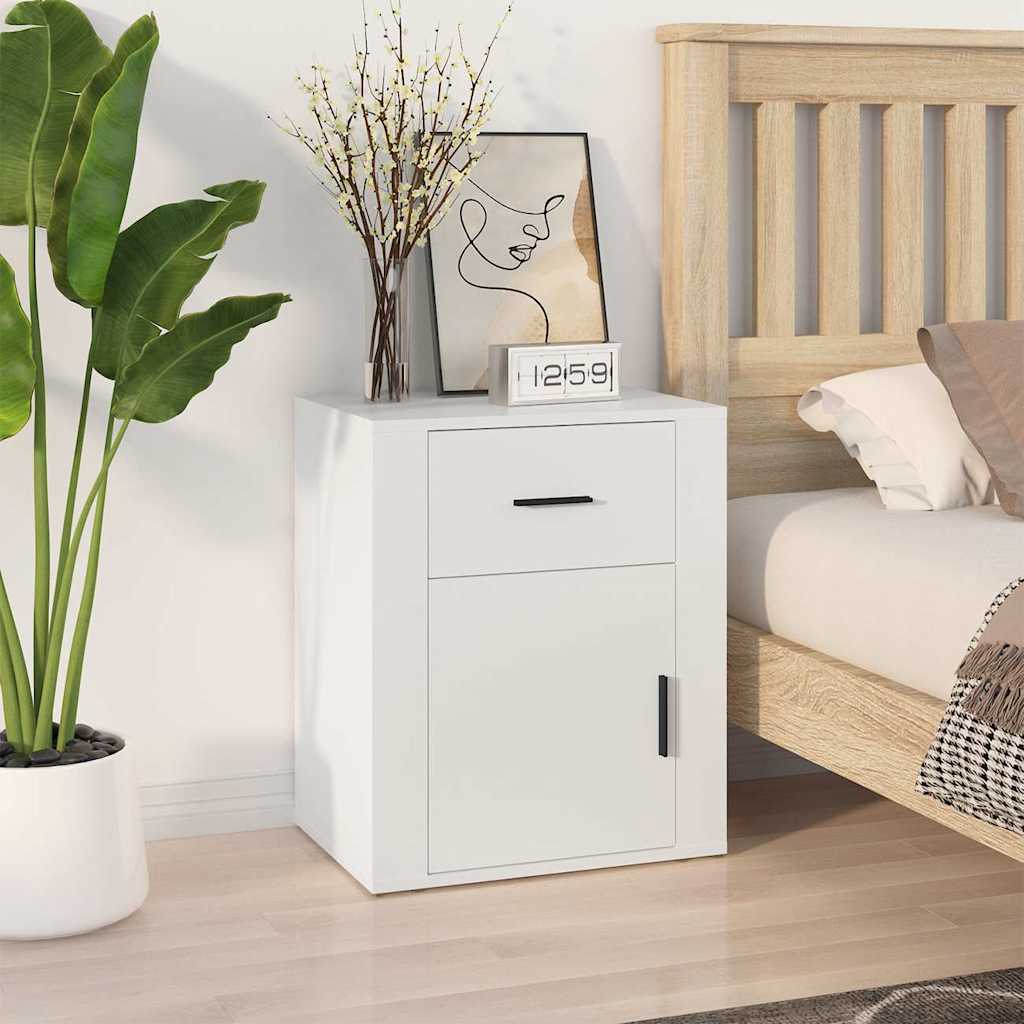 vidaXL Bedside Cabinet White 50x36x60 cm Engineered Wood 1