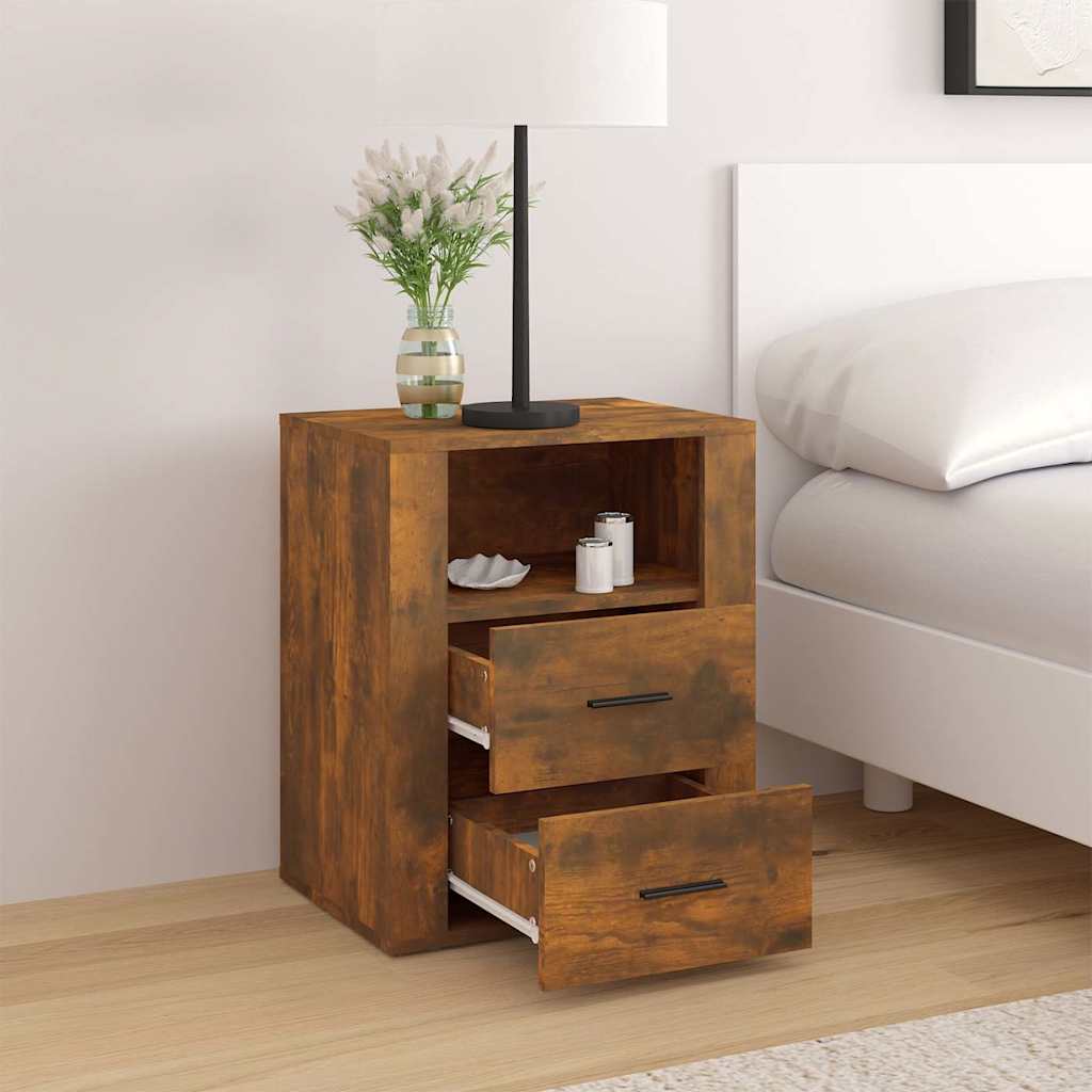 vidaXL Bedside Cabinet Smoked Oak 50x36x60 cm Engineered Wood 3