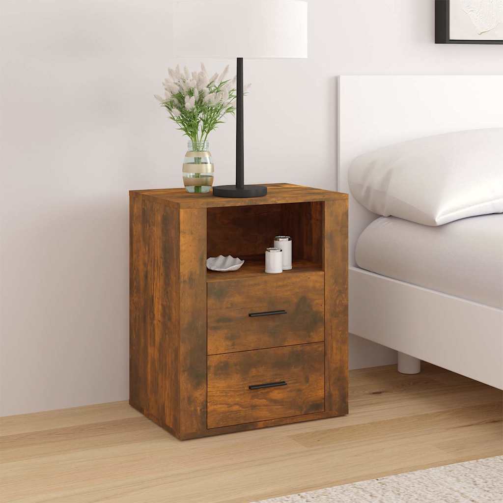 vidaXL Bedside Cabinet Smoked Oak 50x36x60 cm Engineered Wood 1