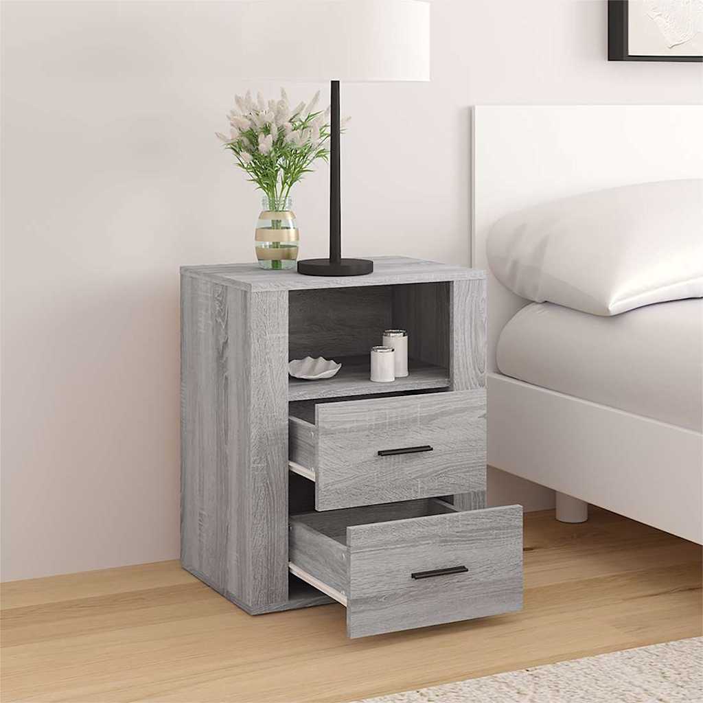 vidaXL Bedside Cabinet Grey Sonoma 50x36x60 cm Engineered Wood 3