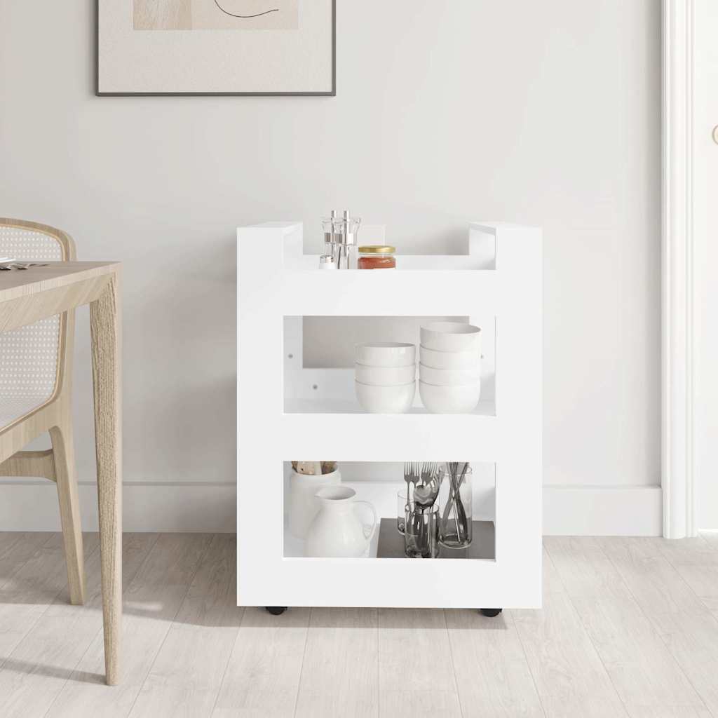 vidaXL Kitchen Trolley White 60x45x80 cm Engineered Wood 3