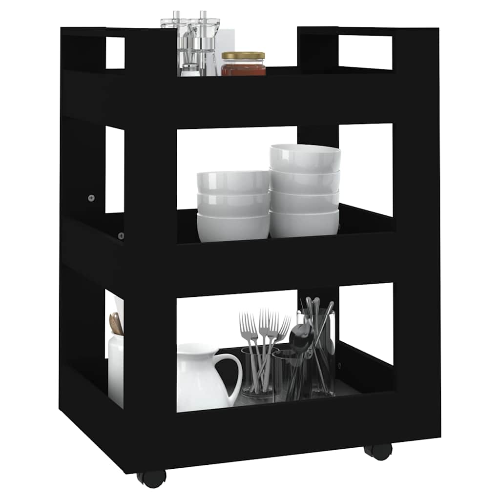 vidaXL Kitchen Trolley Black 60x45x80 cm Engineered Wood 4