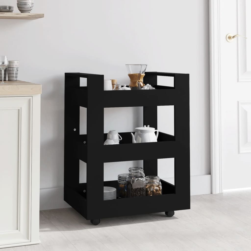 vidaXL Kitchen Trolley Black 60x45x80 cm Engineered Wood 1