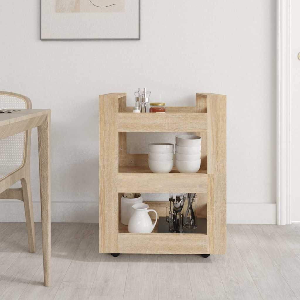 vidaXL Kitchen Trolley Sonoma Oak 60x45x80 cm Engineered Wood 3
