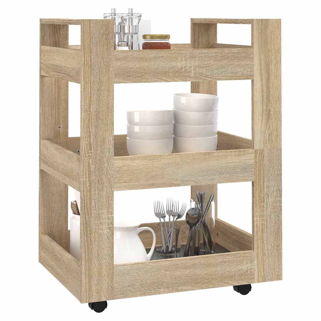 vidaXL Kitchen Trolley Sonoma Oak 60x45x80 cm Engineered Wood 4