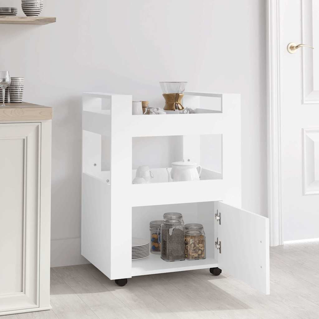 vidaXL Kitchen Trolley White 60x45x80 cm Engineered Wood 3