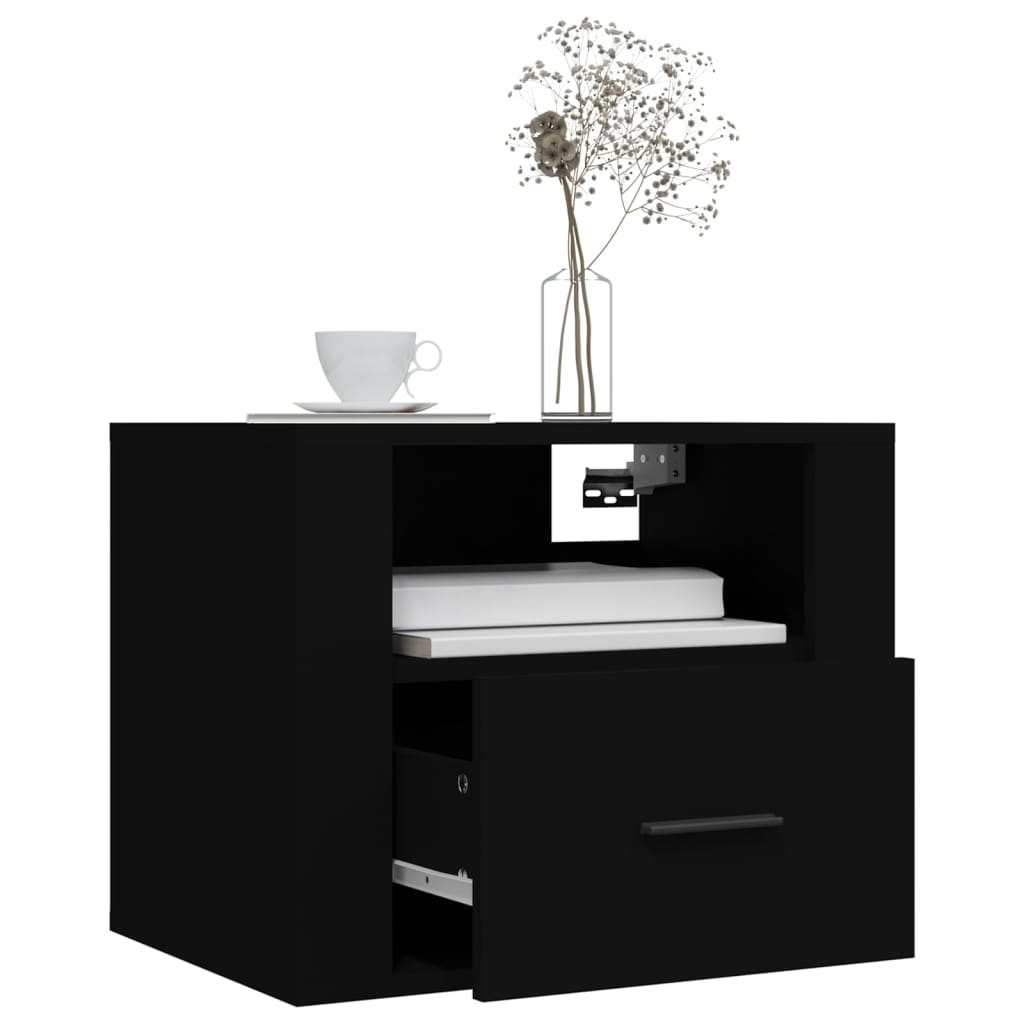 vidaXL Wall-mounted Bedside Cabinets 2 pcs Black 50x36x40 cm 4