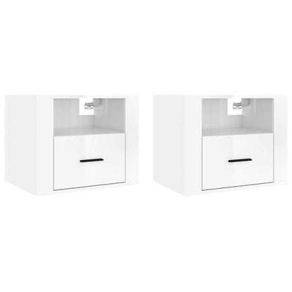 vidaXL Wall-mounted Bedside Cabinets 2 pcs High Gloss White 50x36x40cm 2