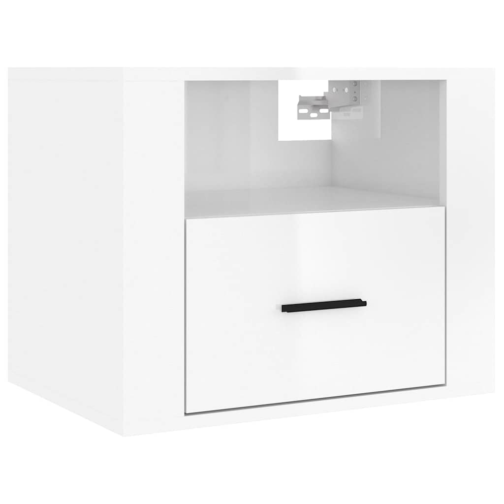 vidaXL Wall-mounted Bedside Cabinets 2 pcs High Gloss White 50x36x40cm 5