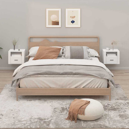 vidaXL Wall-mounted Bedside Cabinets 2 pcs High Gloss White 50x36x40cm 1