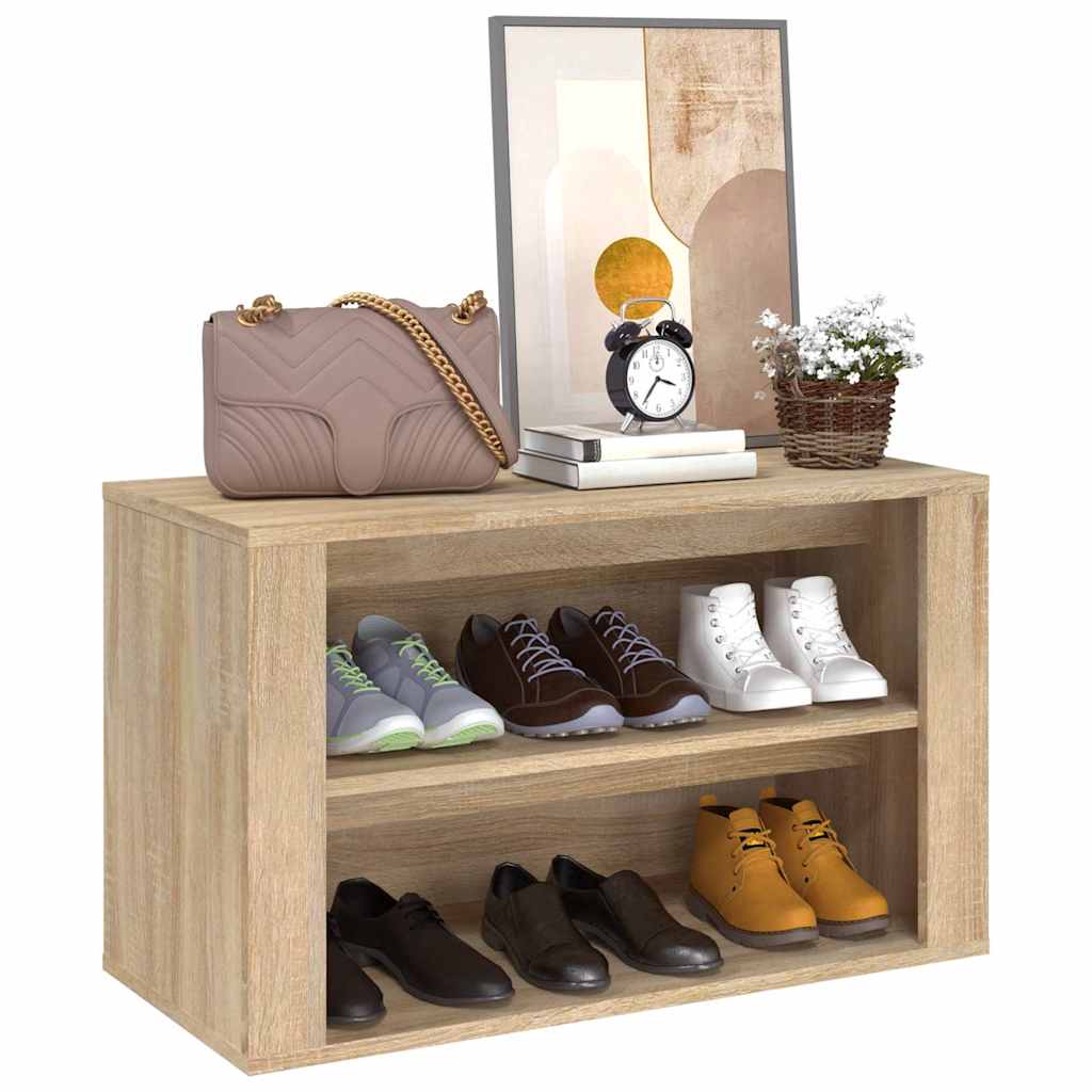 vidaXL Shoe Rack Sonoma Oak 75x35x45 cm Engineered Wood 4