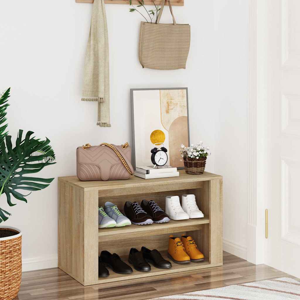 vidaXL Shoe Rack Sonoma Oak 75x35x45 cm Engineered Wood 1