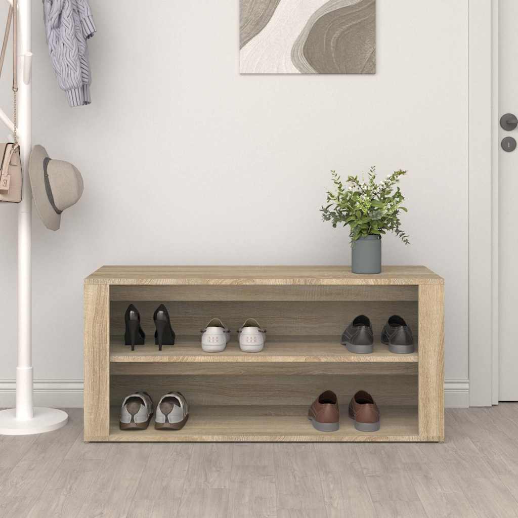 vidaXL Shoe Rack Sonoma Oak 100x35x45 cm Engineered Wood 3