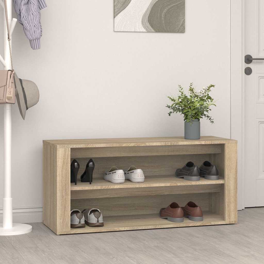 vidaXL Shoe Rack Sonoma Oak 100x35x45 cm Engineered Wood 1