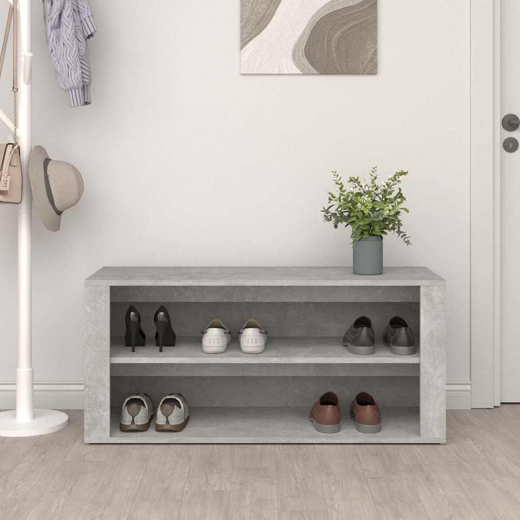 vidaXL Shoe Rack Concrete Grey 100x35x45 cm Engineered Wood 3