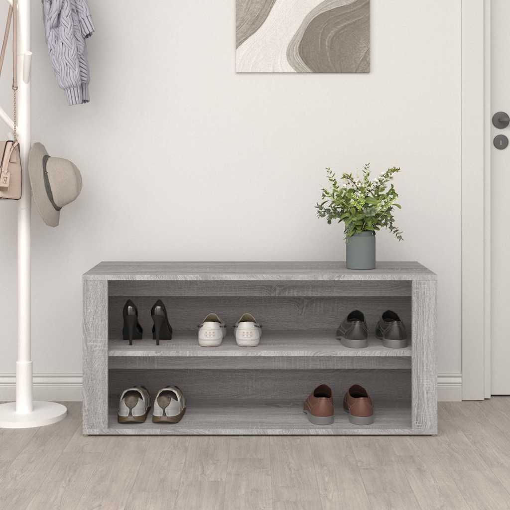 vidaXL Shoe Rack Grey Sonoma 100x35x45 cm Engineered Wood 3
