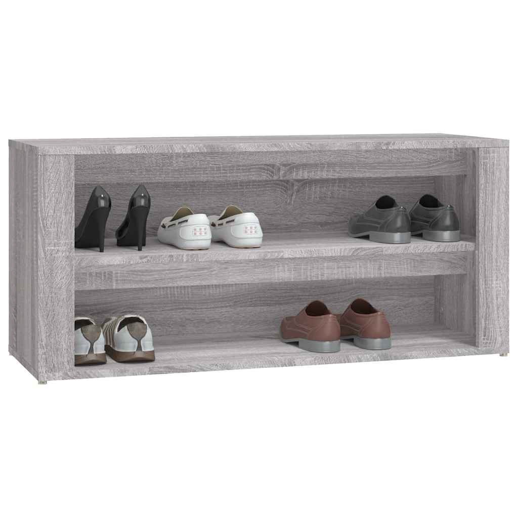 vidaXL Shoe Rack Grey Sonoma 100x35x45 cm Engineered Wood 4