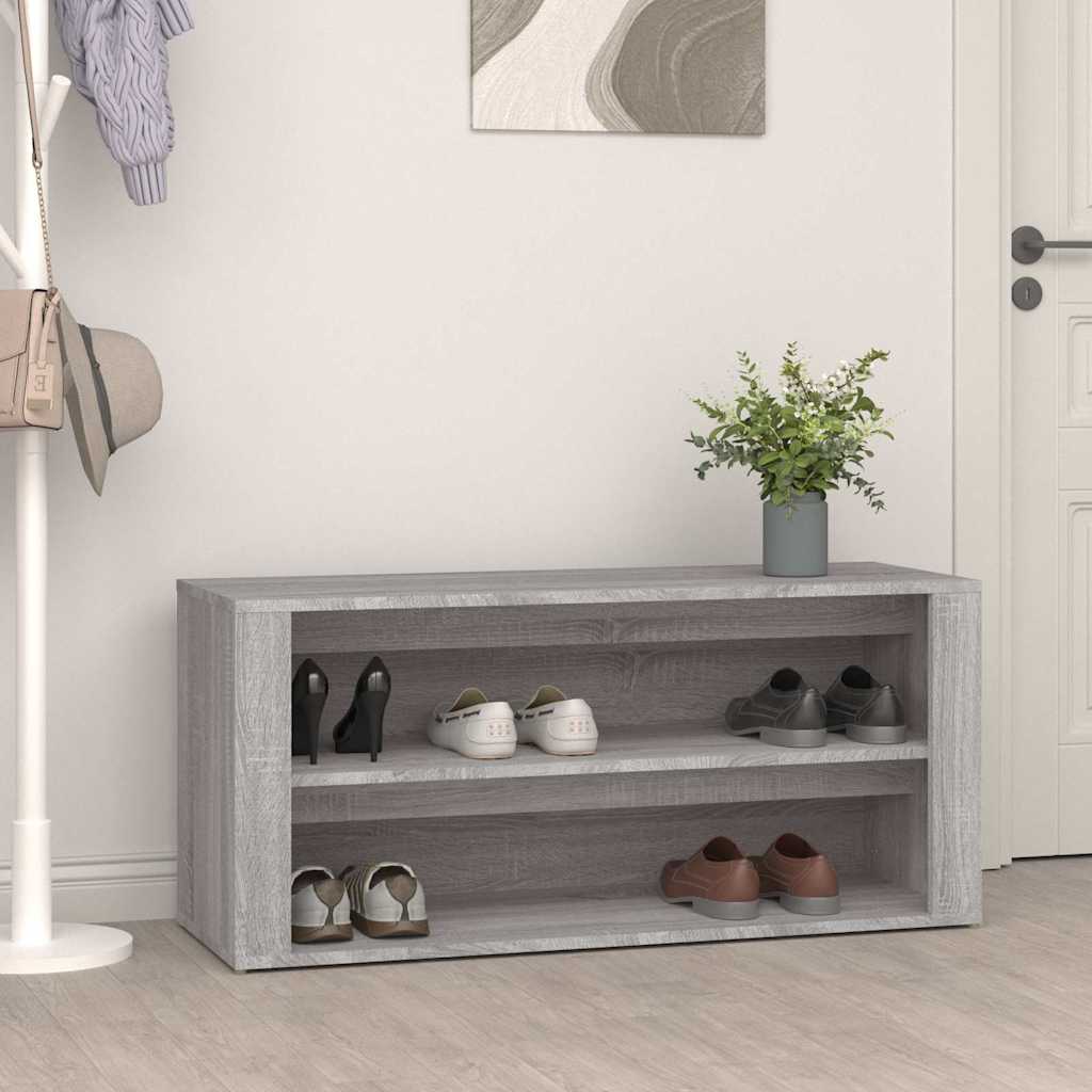 vidaXL Shoe Rack Grey Sonoma 100x35x45 cm Engineered Wood 1