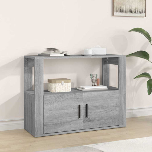 vidaXL Sideboard Grey Sonoma Engineered Wood with two doors and open shelves