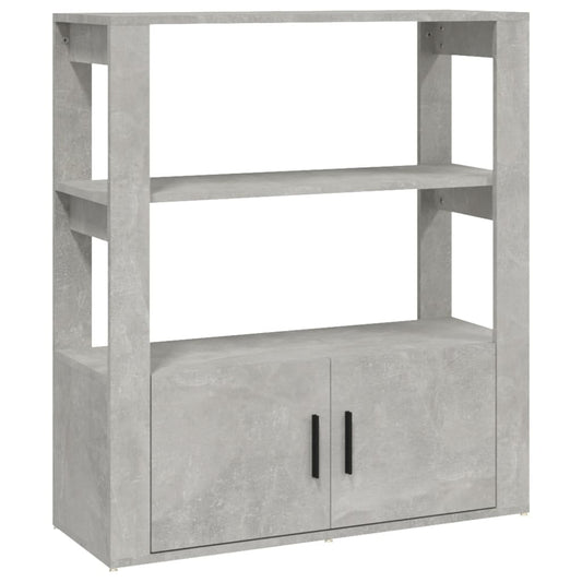 the sideboard with a concrete grey finish featuring an open shelf and a closed cupboard base