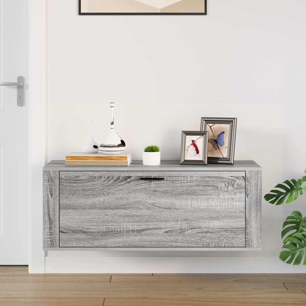 vidaXL Wall Shoe Cabinet Grey Sonoma 100x35x38 cm Engineered Wood 3